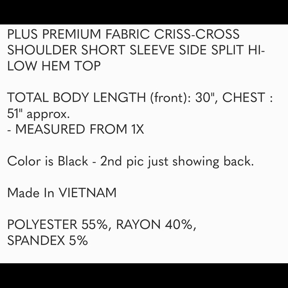 💼💙PLUS SIZE💙Criss Cross Sleeve Hi-lo Top‼️ - Picture 3 of 4